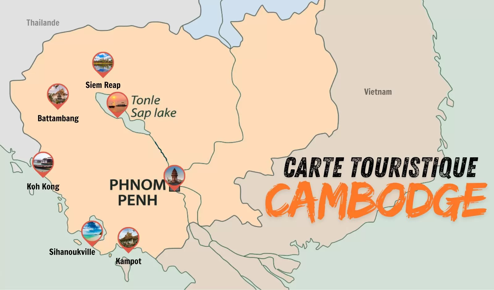 Carte touristique Cambodge pour planifier votre voyage