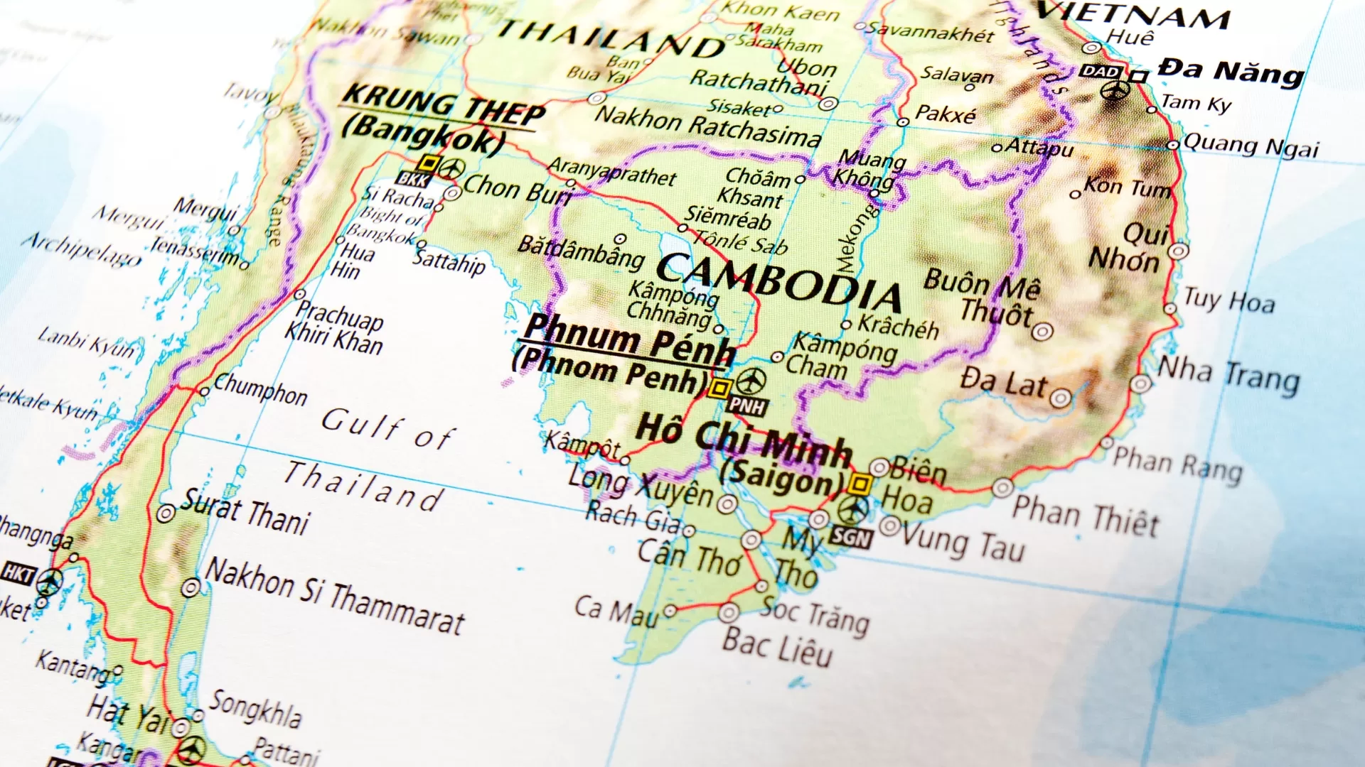 Carte du Vietnam et du Cambodge