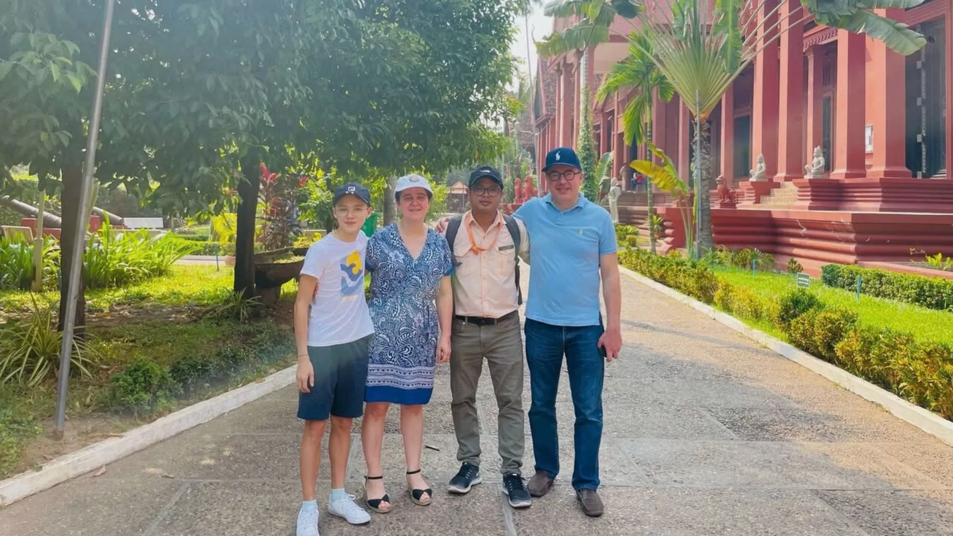 Local tour guide with customers of Hanoi Voyages