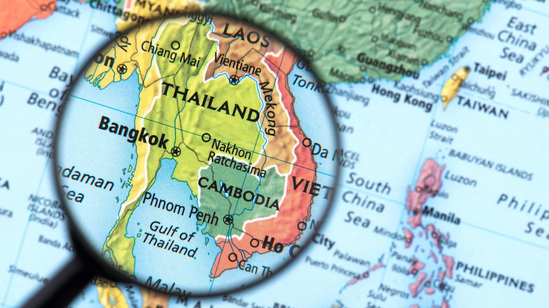 Thaïlande et Cambodge sur la carte