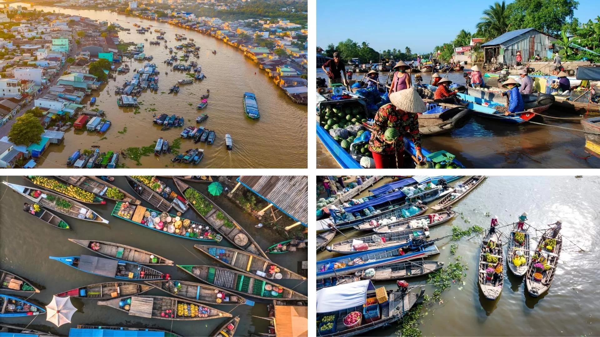 Floating markets in Mekong Delta