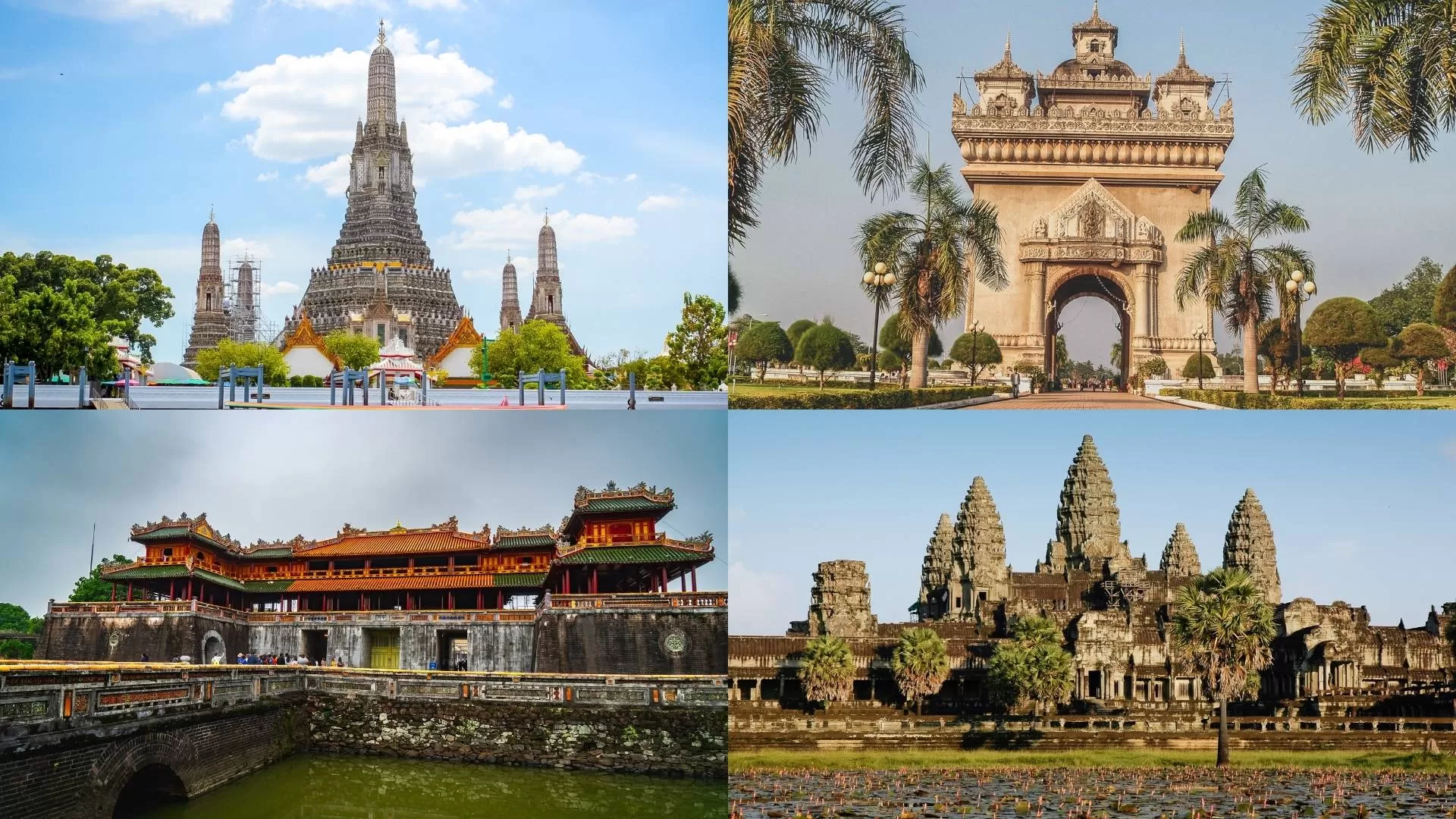 Cultural landmarks of Thailand, Laos, Vietnam and Cambodia..