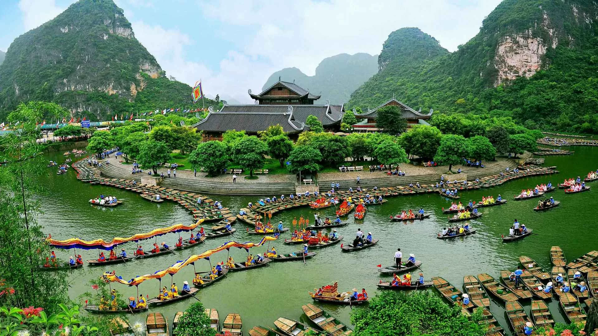 Take a boat tour through Trang An